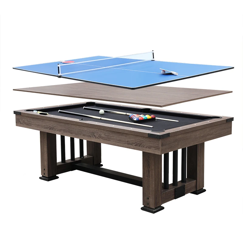 Hot Sale Classic Style 7FT Roma Pool Table Plastic Pockets MDF Frame Velvet/wool Surface 3 1 Multifunctional Billiard Table
