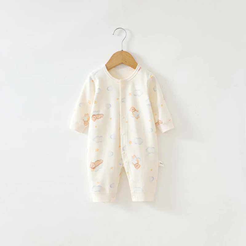 Newborn Baby Cotton Romper Spring Autumn Long Sleeve Soft Breathable Home Crawling Suit Four Seasons All-Match Comfortable Onesi