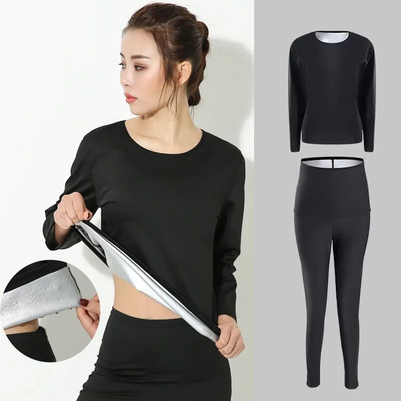 

Sauna Suit Women Plus Size Gym Clothing Sets for Sweating Slim Female Fitness Sports Active Wear Tracksuit Women Sport Pants ﻿