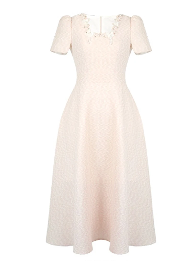 Luxury Elegant Ballชุดผู้หญิงที่ละเอียดอ่อนภาษาฝรั่งเศสคําประดับด้วยลูกปัดมุกพู่ผีเสื้อตกแต่งSwing Robe Party Vestido Mujer