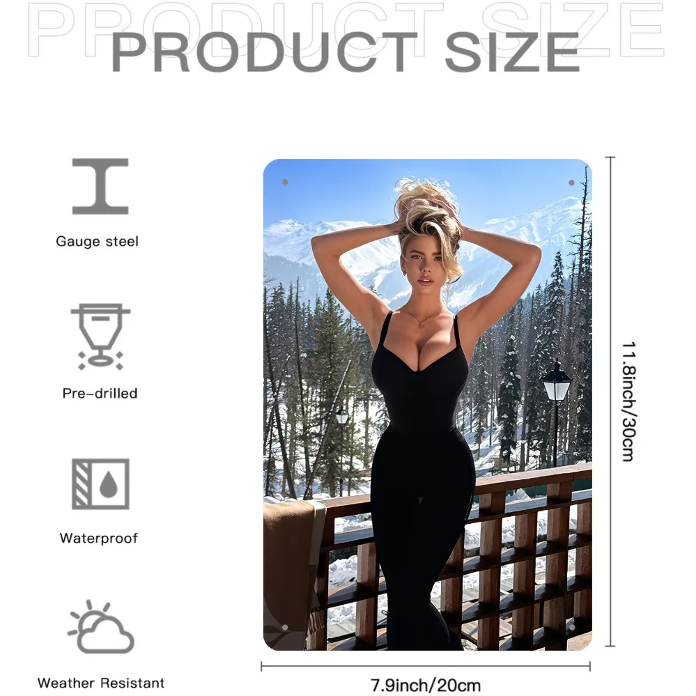 لوحة فنية جدارية معدنية عتيقة - ملصق نموذجي مع خلفية جبلية مهيبة مقاس 12 × 8 بوصة، ديكور مكتب لغرفة النوم وغرفة المعيشة للرجال، U #3