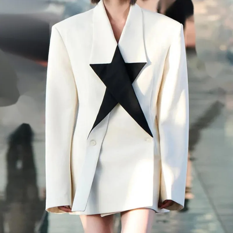 HKSH Autunno Nuove Donne Alla Moda Giacca Patchwork Contrasto di Colore Personalizzato High Street Elegante Casual Office Lady Ins Cappotto HK9955