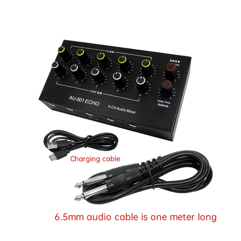 AU-501 Condenser Microphone Expander 5 Channel 6.5mm Microphone Mixer Multi-Channel Input Expander Hub-A32R