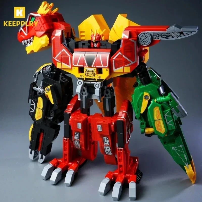 Keeppley Building Blocks Zyuden Sentai Kyoryuger Tyrannosaurus Model Strong Dragon God Dinosaur Toy Splicing Ornaments Gift