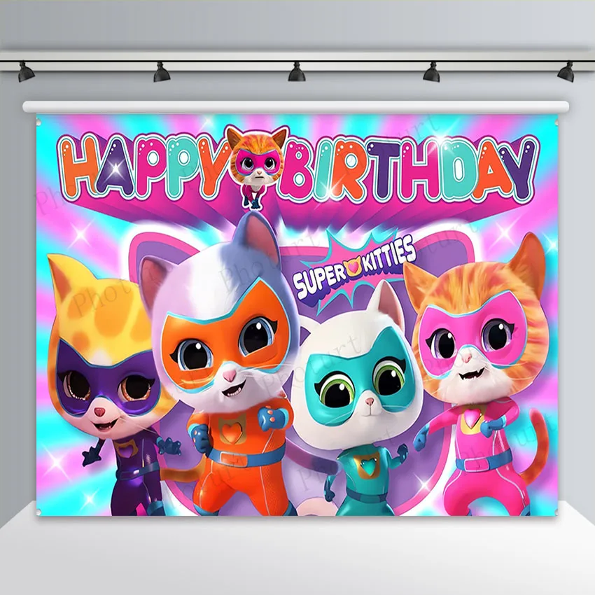 

Disneyland Super Kitties Backdrop Birthday Banner for Super Kitties Birthday Party Supplies Super Kitties Photograph Background