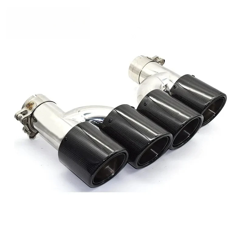 Universal Carbon Fiber Y Type Exhaust Tip Compatible with Scorpio AK Modification Red Black Dual Outlet Muffler Pipe
