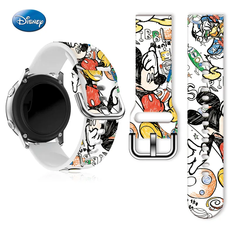 Disney Princess Mickey Minnie Donald Duck Printed Silicone Strap For Samsung Huawei GT Watch FB-Versa 23MM 22MM 20MM Watch Band