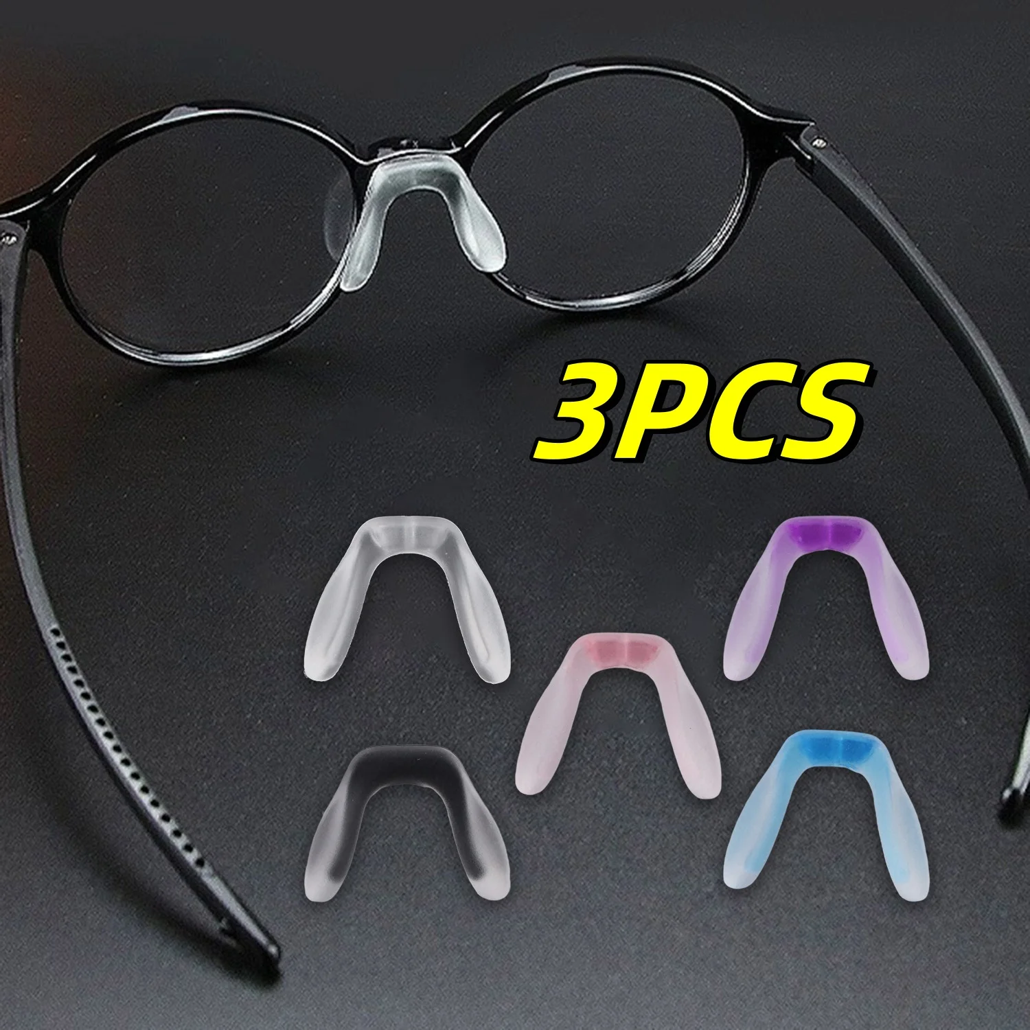 

3pcs U Shape Silicone Conjoined Glasses Nose Pad Eyeglasses Anti Slip Holder Eyewear Accessories Nose Pads For Insert On Glasses