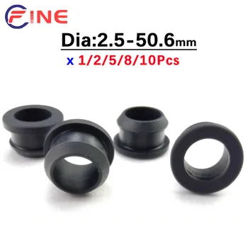 ยางซิลิโคนสีดํา Snap-on Grommet 4.5-50.6mm Hollow Hole ปลั๊กขดลวดแหวนสายไฟป้องกัน Bushings O-ring ซีลปะเก็น