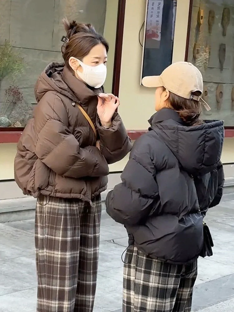 

ort PU Leather Cotton Jaet Women's Winter New Sle Stand Collar Thiened down Cotton Bread Sle Outerwear Coat