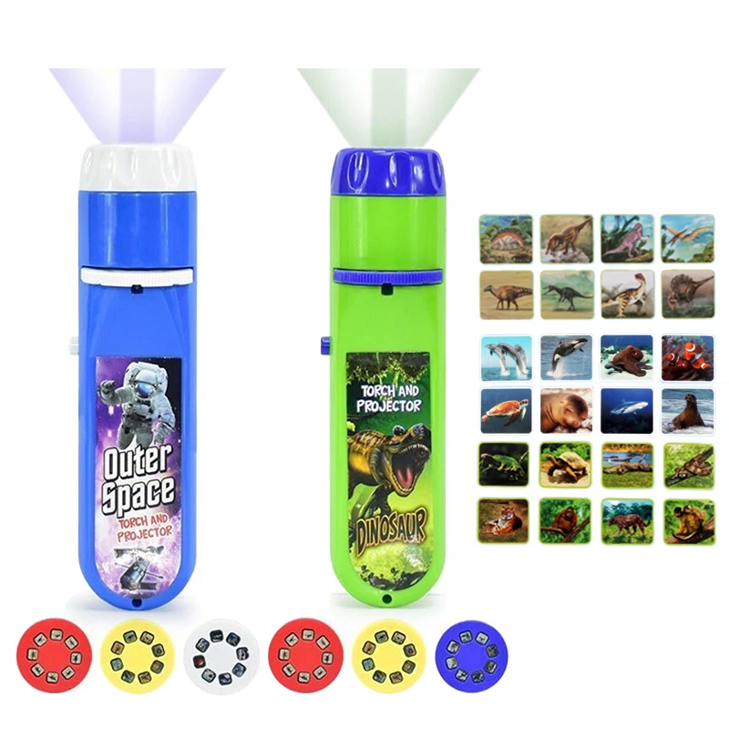 Projection Flashlight Projector Slide Story Bedtime Toy for Girl Boy Lamp Glowing Kids Glow Education Toy Xmas Gifts TMZ