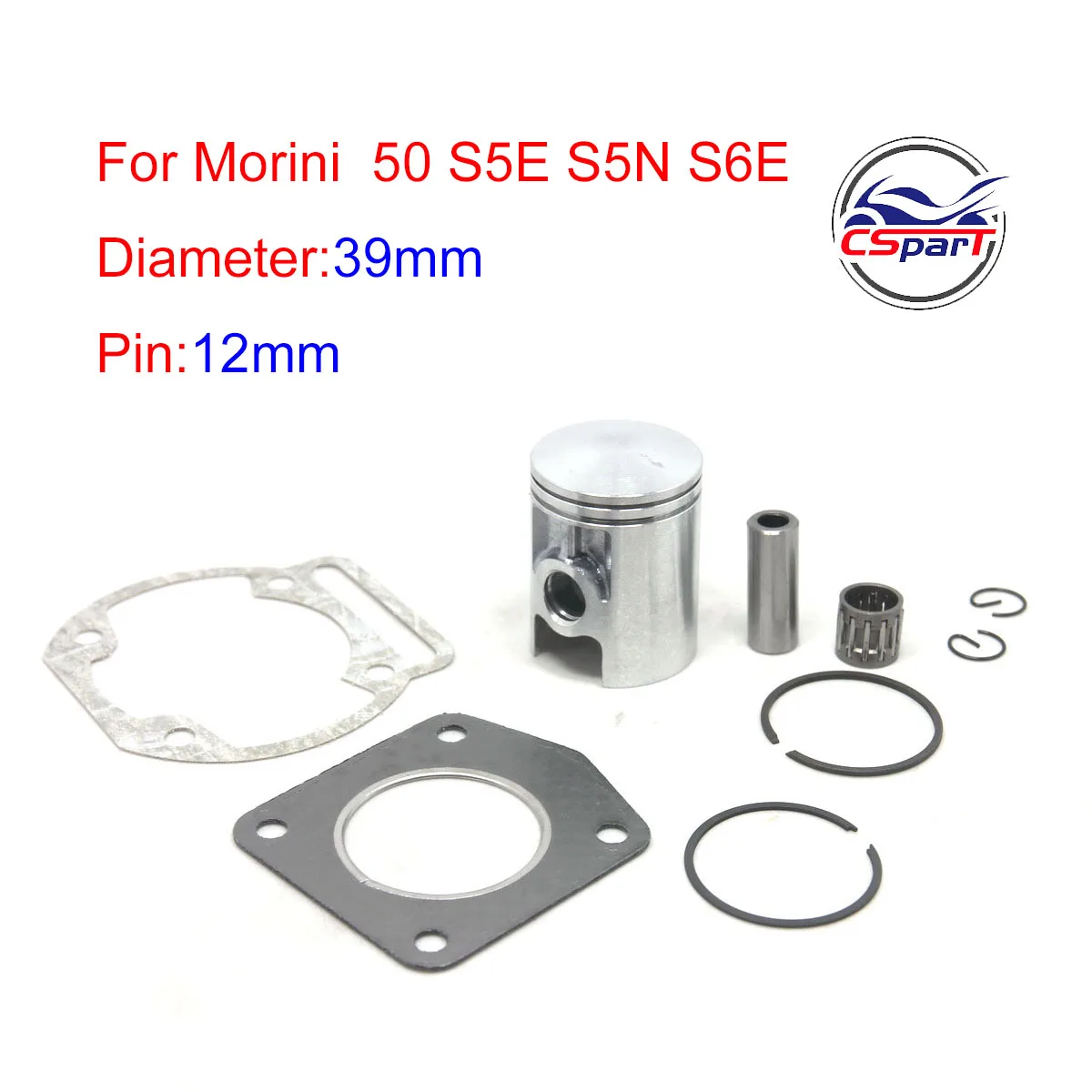 39MM 12MM 50CC Bore Cylinder Piston Head Kit For Franco Morini S6E Malaguti Grizzly Lem Huskyboy mini Rx