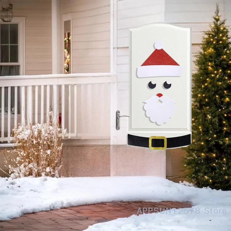 Nouveauté décor de noël nouvel an avec bonhomme de neige de dessin animé, père noël, autocollant mural de fenêtre en tissu feutré d'élan