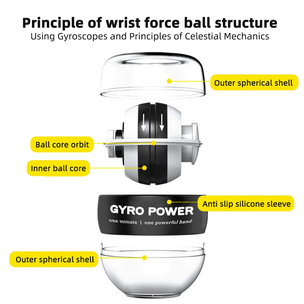 Wrist Power Ball LED Auto-Start Grip Gyro Ball Gyroscope Trainer Hand Muscle Relax Arm Fitness Home Exercise Sport Equipment