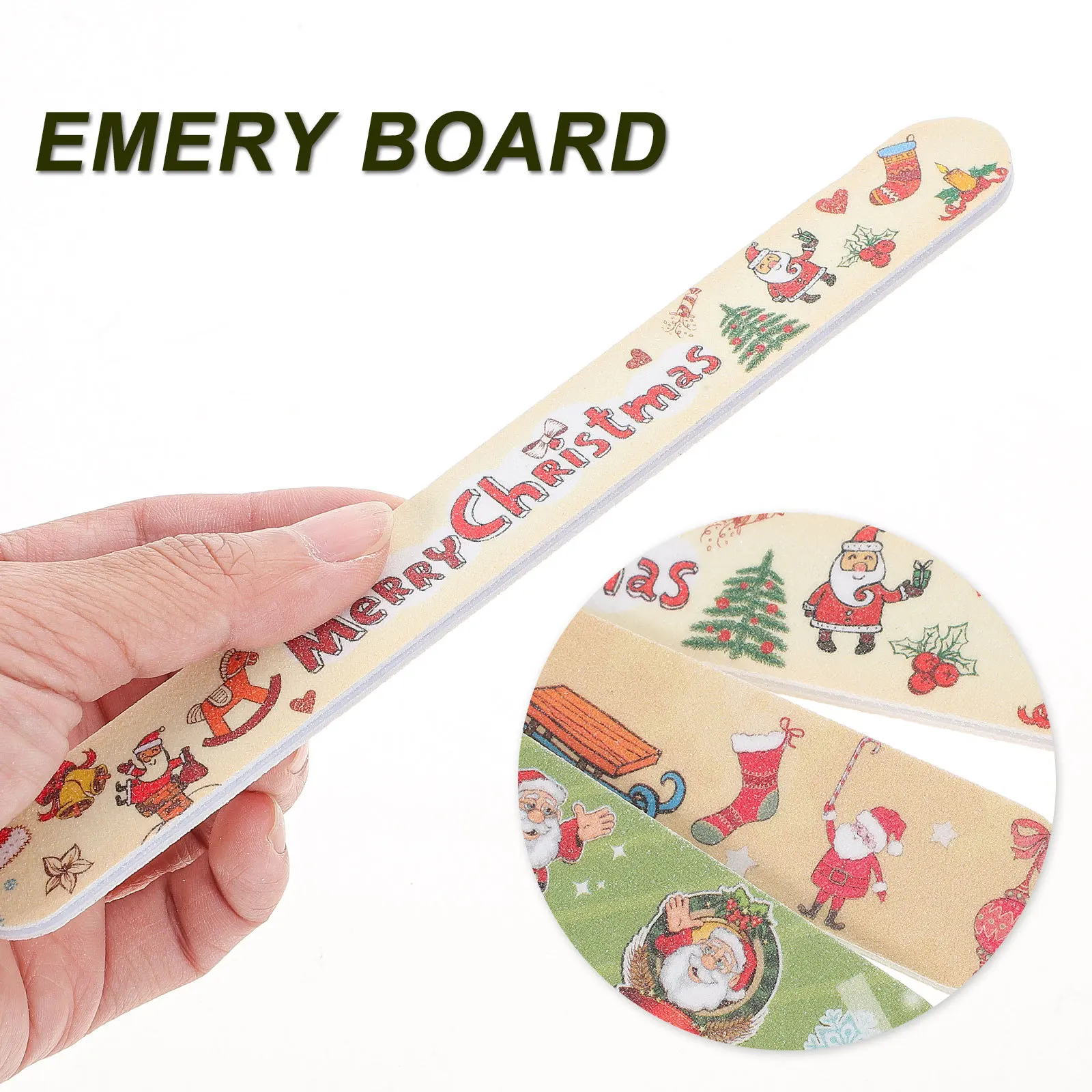 12 قطعة ملفات الأظافر حصى عيد الميلاد مانيكير أدوات باديكير للأظافر الصناعية الطبيعية تصميم فني DIY بها بنفسك في صالون المنزل استخدام ملفات عيد الميلاد #1