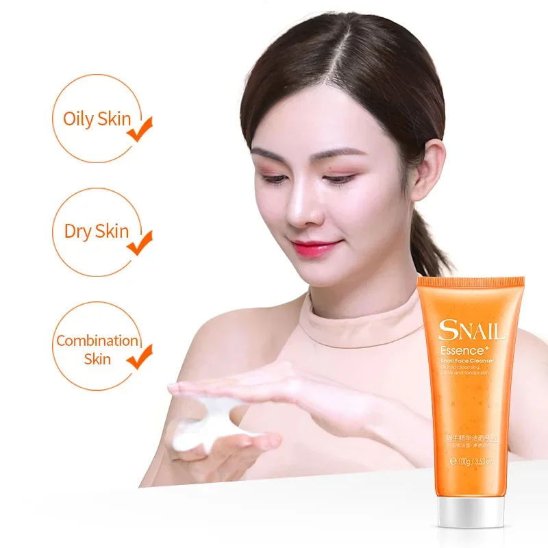 LAIKOU Snail Facial Cleanser Anti Aging Natural Organic Gel Daily Face Wash Exfoliating Gel Deep Pore Cleansing Skin Care 100g