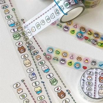 2024 Cartoon Animal Washi Tape Color numbers Month Dividing line Stickers Handbook DIY Decorative Stationery birthday gift