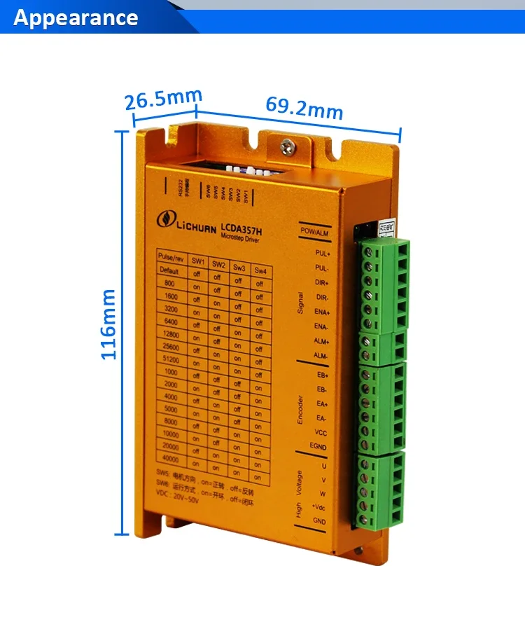 2026 LICHUAN 3Phase Nema23 1/2/3Nm Closed Loop Stepper Driver Motor for CNC Milling Cutter Labeling DC18V~50V 7A Pul+dir 1000ppr