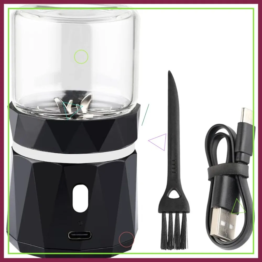 

Portable Electric Herb Grinder with Glass Jar, Rechargeable Automatic Spice Crusher for Kitchen Use