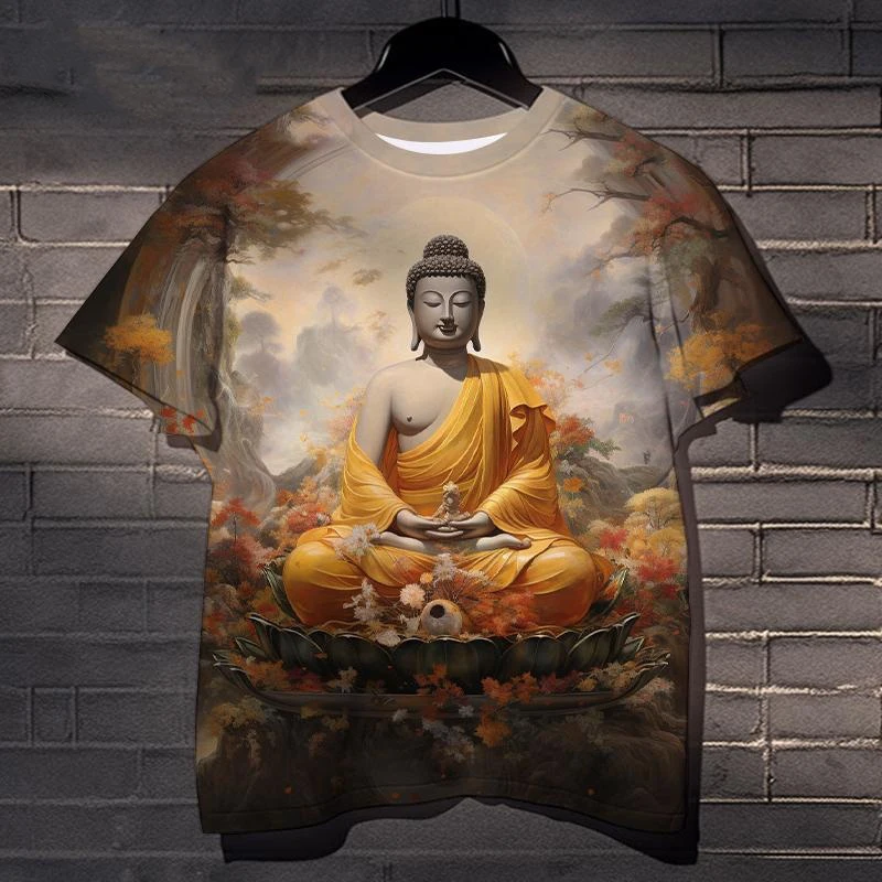 Sakyamuni T-Shirts Buddha Buddhist 3D Print Men Women Casual Short Sleeve T Shirt Oversized Harajuku Y2k Tops Tees Kids Clothing