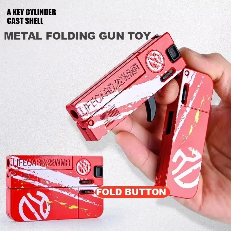New Upgraded Lifecard Metal Folding Toy Gun Pistol Alloy Shooting Model With Soft Bullets for Kids and Adults