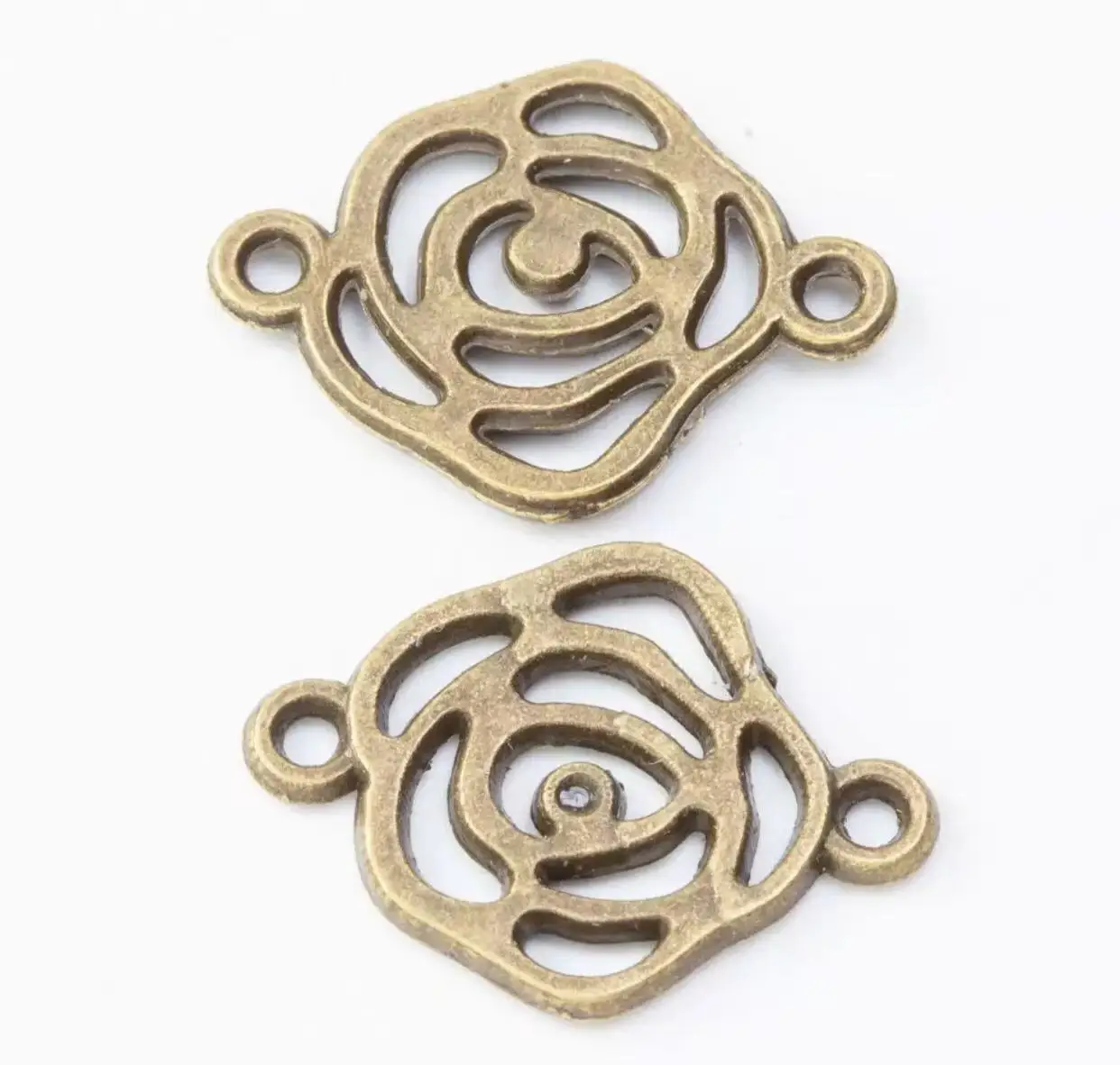 

30pcs 15mm Alloy metal antiqued silver flower connector HWEF2805