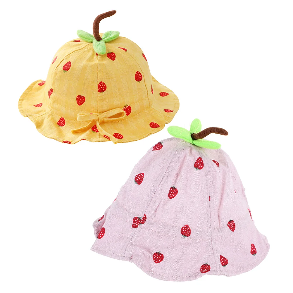 

2Pcs Hat Toddler Bucket Hat Uv Protection Newborn Beach Outdoor Breathable Cute Summer Cap Kids Neck Cap for Children