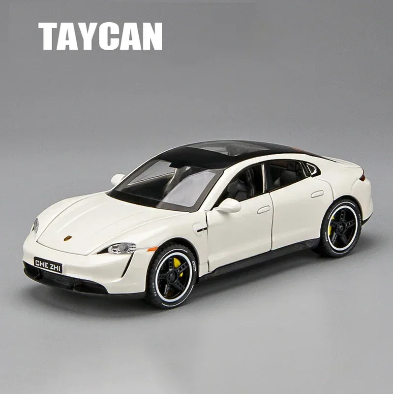 

1:32 Taycan New Energy Vehicles, литые под давлением устричные транспортные средства, металлическая игрушечная модель автомобиля, звуковая и световая коллекция игрушек