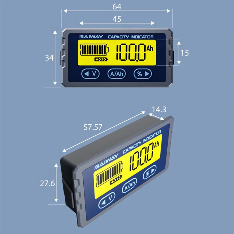 TY23 Battery Tester Coulometer 8-120V 50A/100A Battery Capacity Indicator Voltmeter Voltage Current Capacity Detector