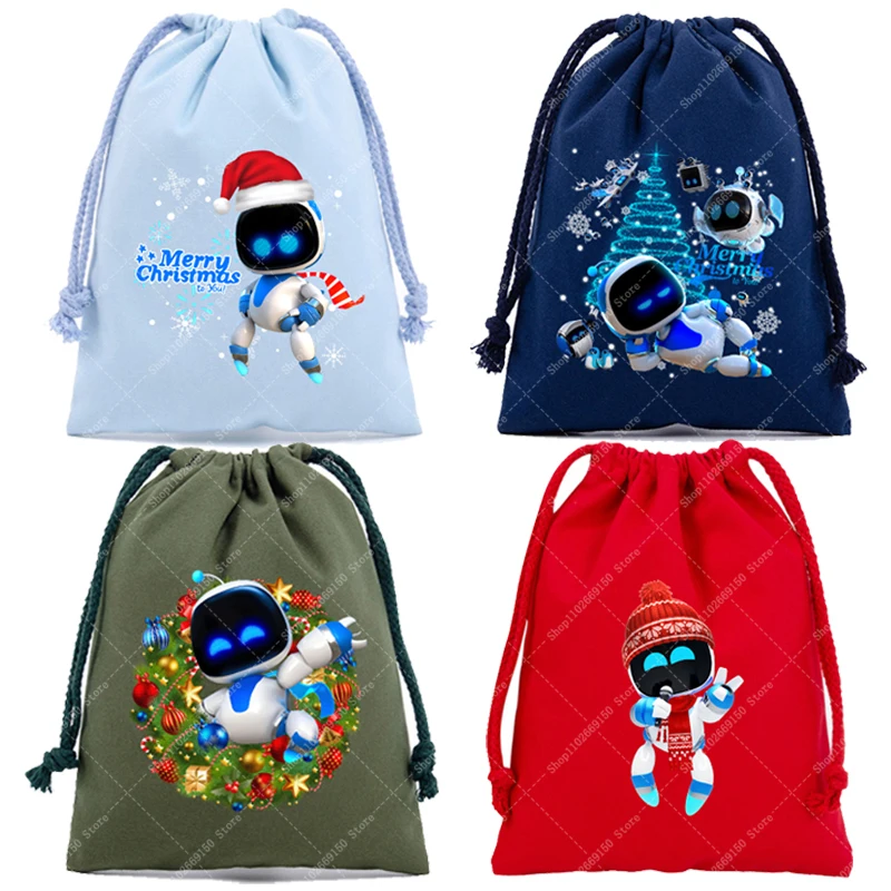 Astro Bot Drawstring Bag Kids Anime Printed Handbags Christmas Gift Storage Pouch Children Cartoon Cute Draw String Bags 2025