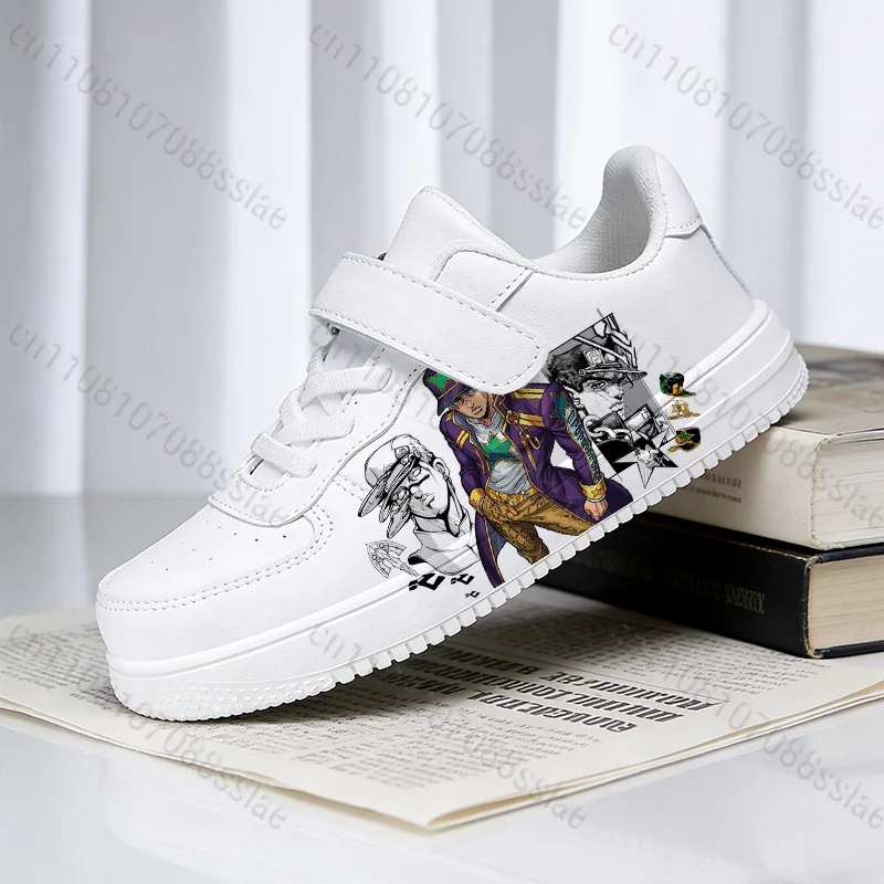 7-18 Year Old Kujo Jotaro Printing Shoes Soft Sole Parity Boy Girl Lightweight Comfortable Walking White Shoes Zapatos Kids Gift