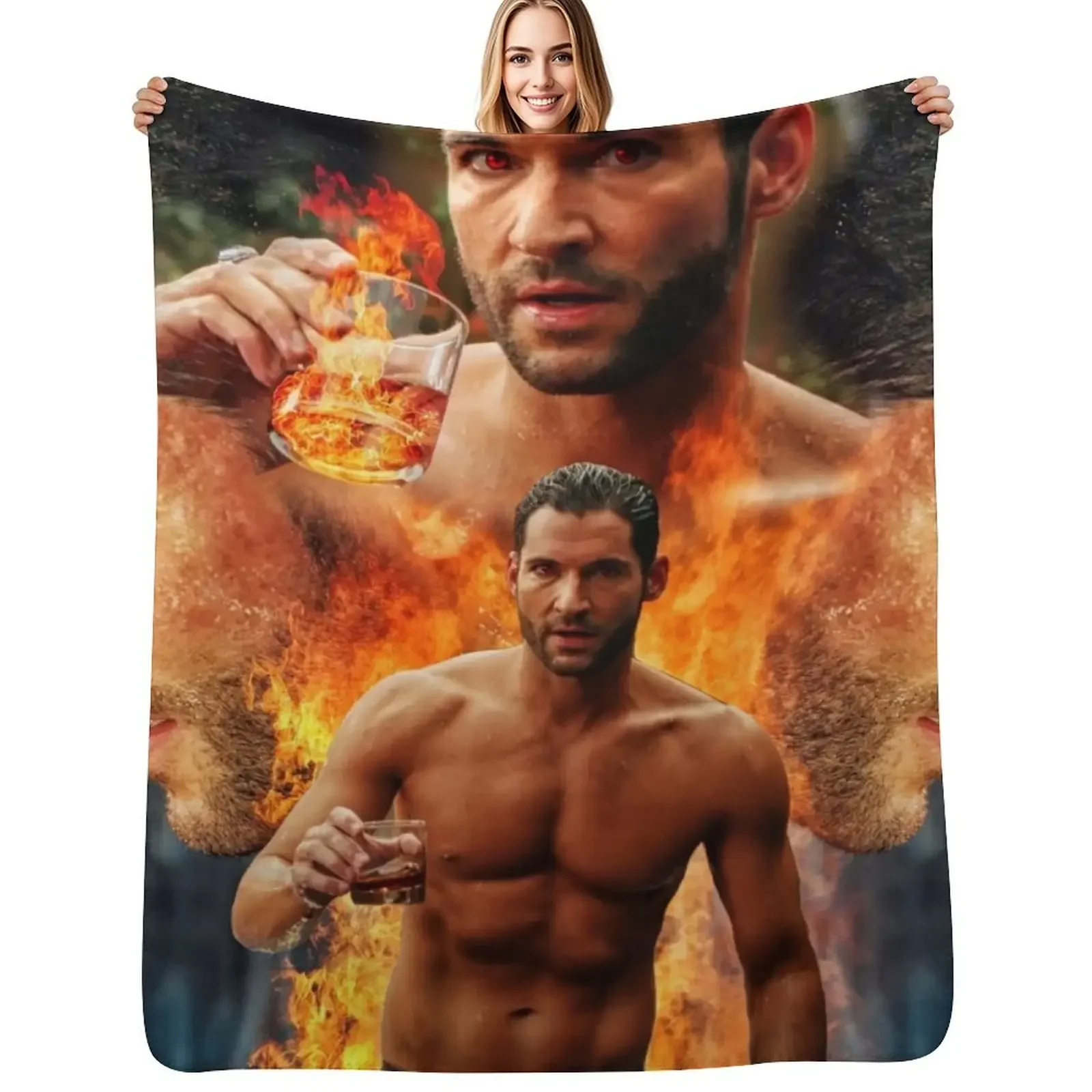 Tom Ellis - Lucifer is Risen Throw Blanket halloween Sleeping Bag Camping Summer Blanket