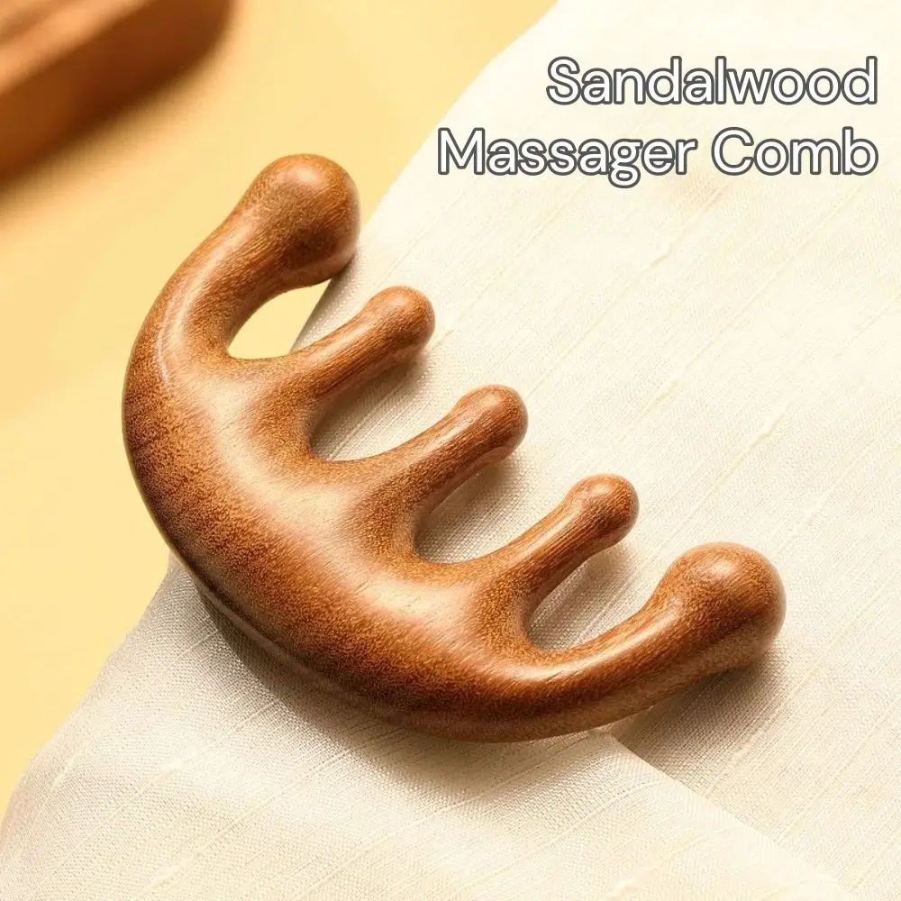 

New Natural Sandalwood Massager Comb Oil Massager Meridians Dredging Scalp Massager Five Paws Head Massagers for Family