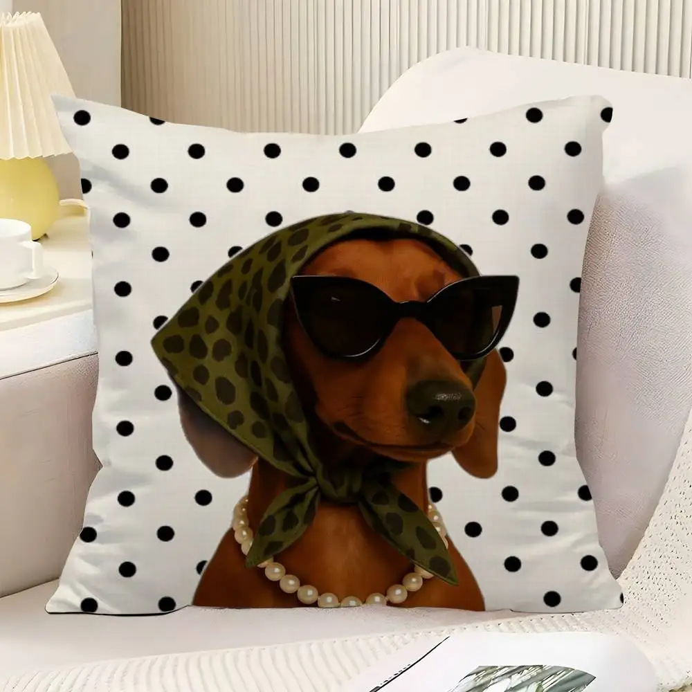 Fashion Dog Funny Throw Pillow Cover Neutral Decor Cushion Cover Soft Sofa Couch Bed Home Decor Pillow Case