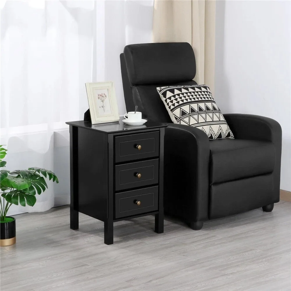 

Nightstand with 3 Drawers Bedside Table w/ Storage & Solid Legs for Bedroom
