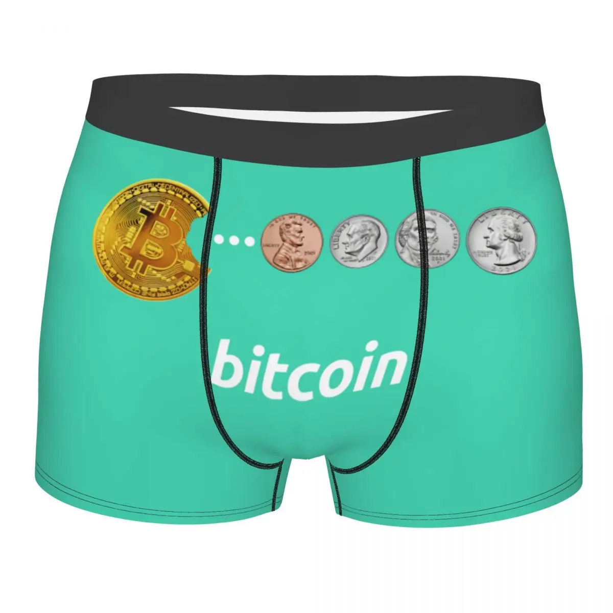 Custom Bitcoin Snacks Underwear Men Stretch BTC Crypto Coins Boxer Briefs Shorts Panties Soft Underpants For Homme