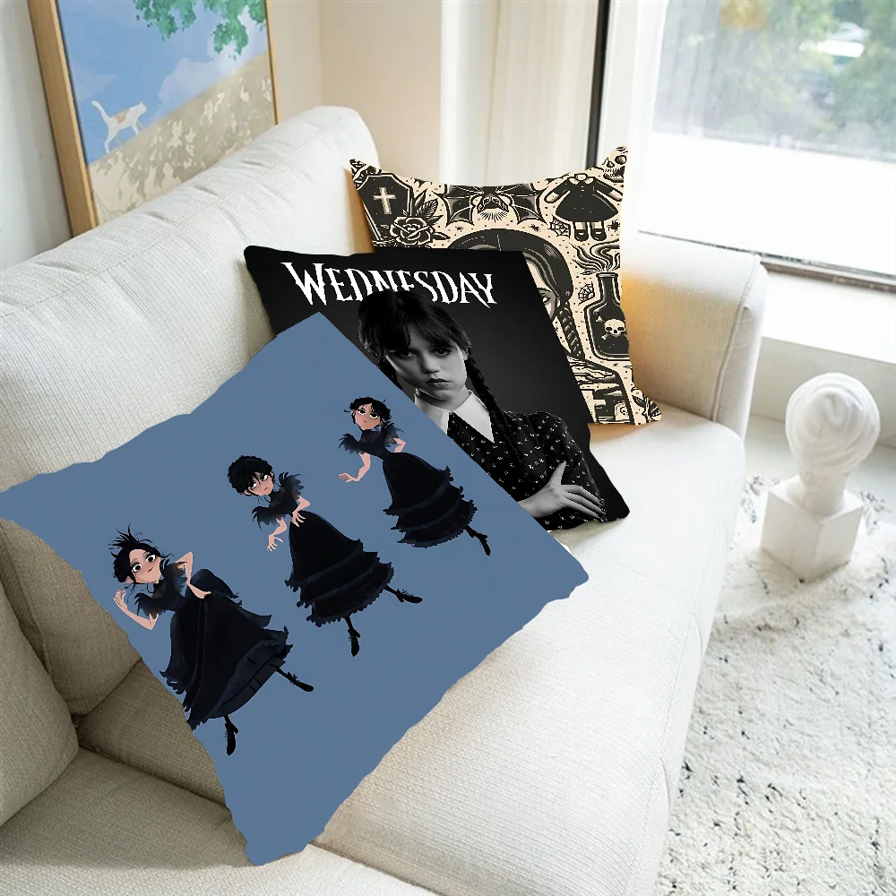 Hot Gothic W-Wednesday A-Addams Pillow Case Pillow Cover Nordic Vintage Style Cushion Home Living Room Sofa Couch Seat Decor