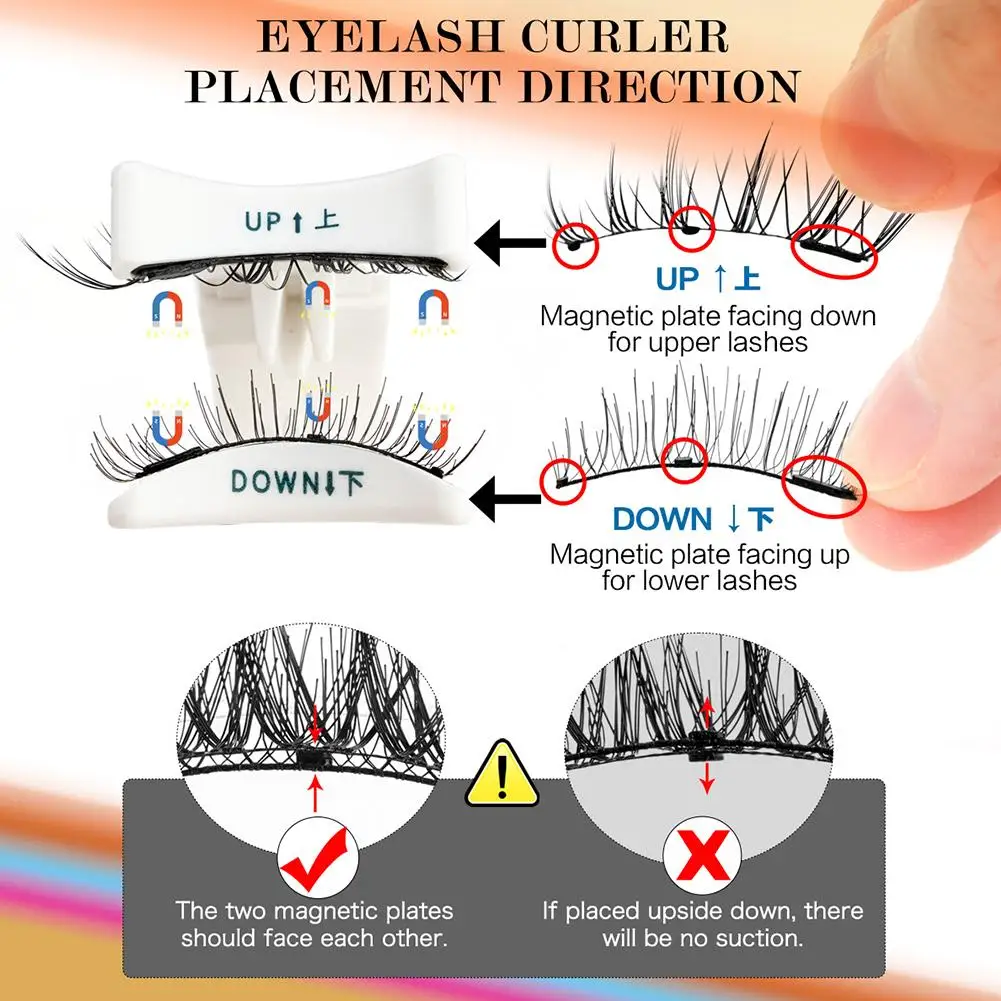 Women New Magnetic Eyelashes 3Pairs Thick Cat False Eye Lashes Makeup Set Reusable Glue-free Flully and Curly