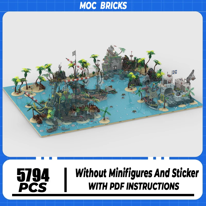 

Moc Building Bricks Pirate Group Model Building Technology Modular Pirate Fortress Model Blocks Construstion Christmas Toy