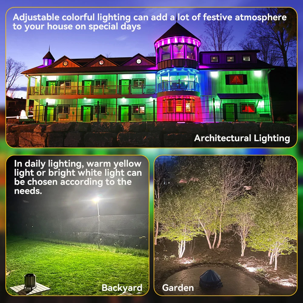 TUYA RGB الكاشف الذكية APP التحكم LED حديقة الأضواء IP66 مقاوم للماء 50 واط 100 واط WIFI ربط أضواء للإضاءة في الهواء الطلق #6