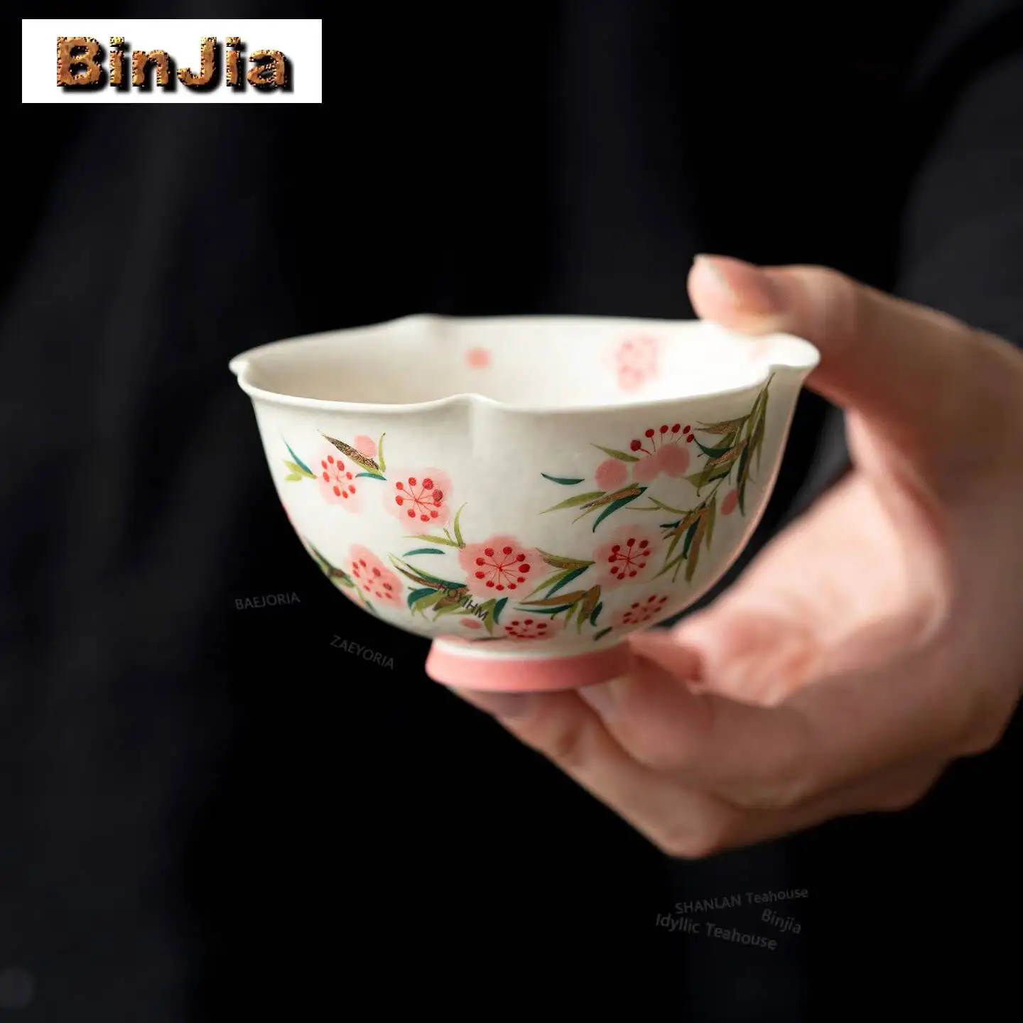 70ml Gold Drawing Hand Painted Peach Blossom Teacup Antique Tea Bowl Mug Tea-tasting Personal Cup Chazhan Master Cups For Tea