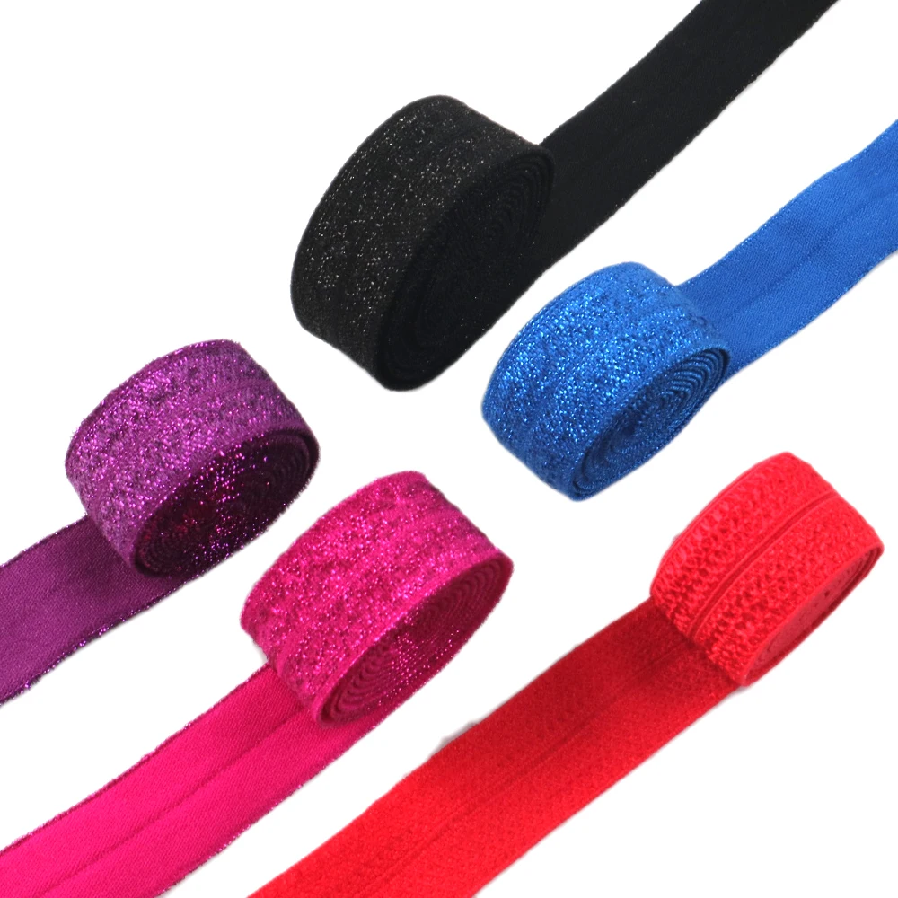 1 rollo, cinta elástica con purpurina de 0,62 pulgadas/16 mm x 5 yardas/rollo