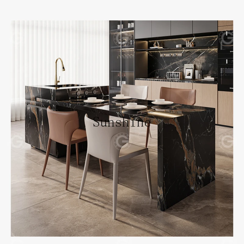 Light Luxury Retractable Island Table Multifunctional Mobile Medium and High-end Kitchen Bar