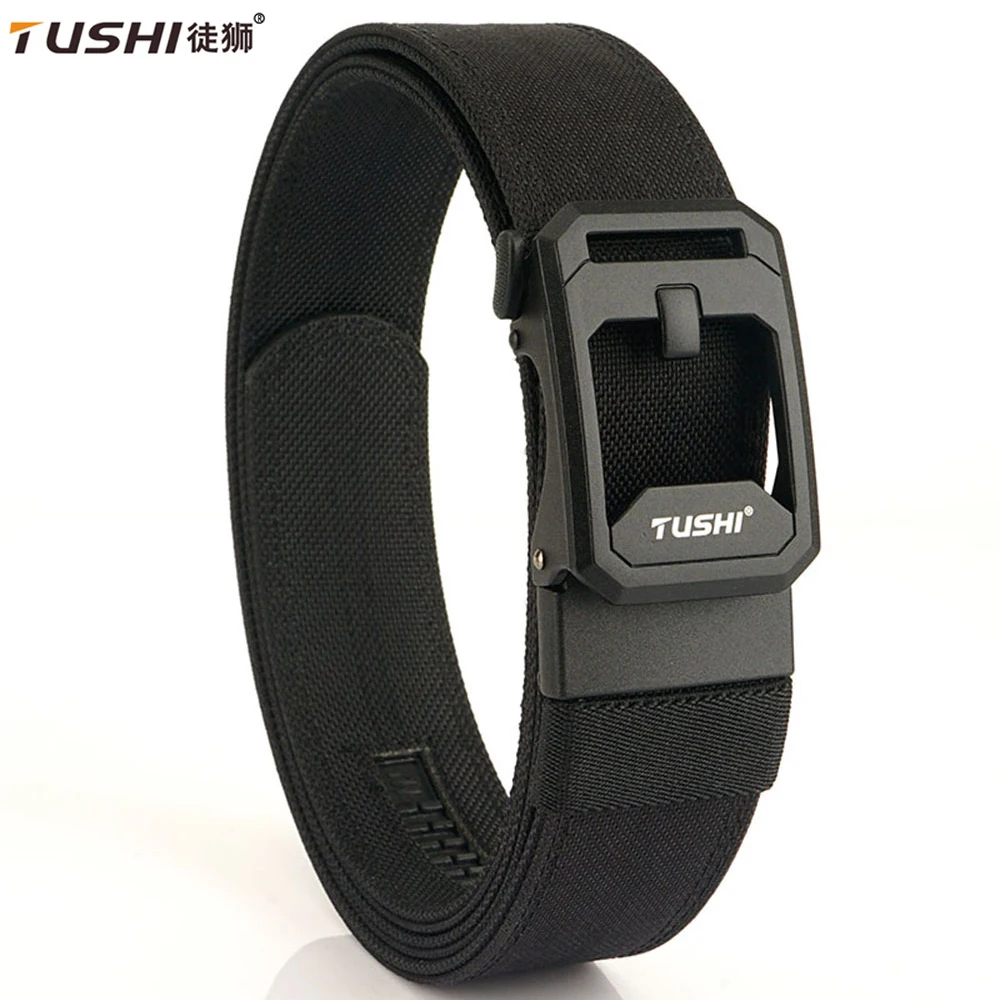 TUSHI Hard Tactical Belt for Men Metal Buckle Military Gun Belt 1100D Nylon Outdoor IPSC Casual Waistband Male Secretly Carried