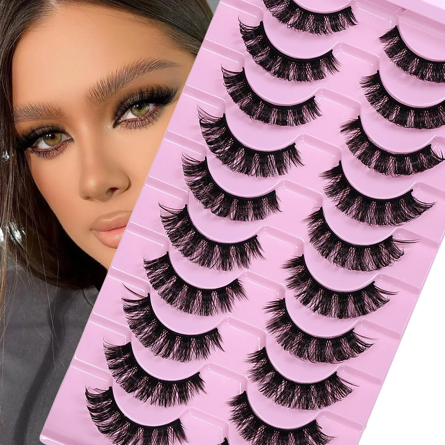 10 par puszystych sztucznych rzęs 3D dla dramatycznych sztucznych rzęs Messy False Eyelashes Fluffy Thick Lashes
