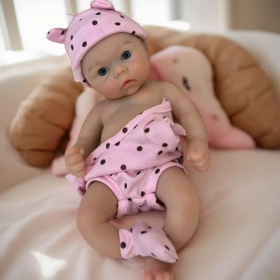 13 Polegada olhos abertos bebe reborn de silicone menina boneca com boca aberta & corpo lavável toque macio boneca de silicone recém-nascido