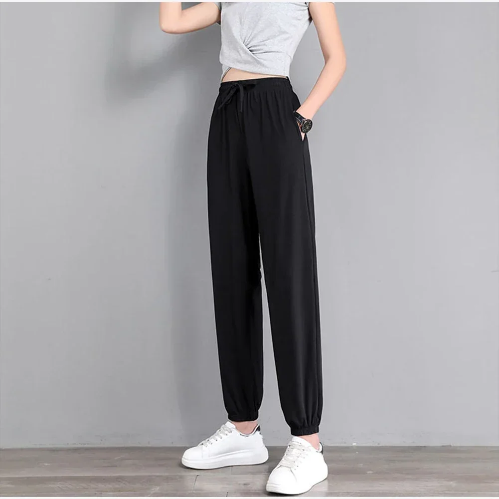 Fabric Drawstring Running Sport Joggers Women Quick Dry Athletic Gym Fitness Sweatpants With Two Side Pockets Exercise Pants