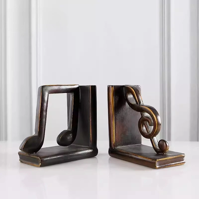 Vintage Farmhouse Music Note Decor, Handmade Resin Bookend & Tabletop Sculpture for Entryway Bookshelf, Unique Housewarming Gift