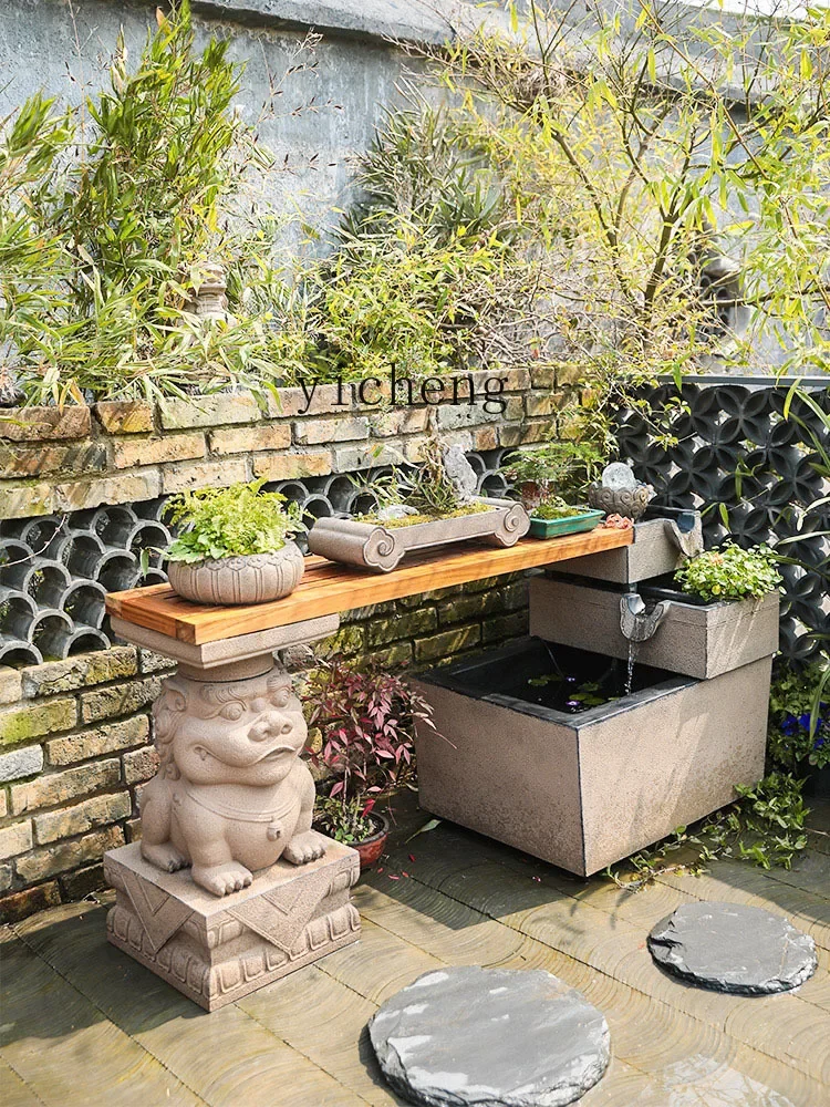 v9.4-Balcony Flowing Water Ornaments Terrace Top Floor Decoration Pool Circulating Water Floor Landscape Decoration Fish Pond