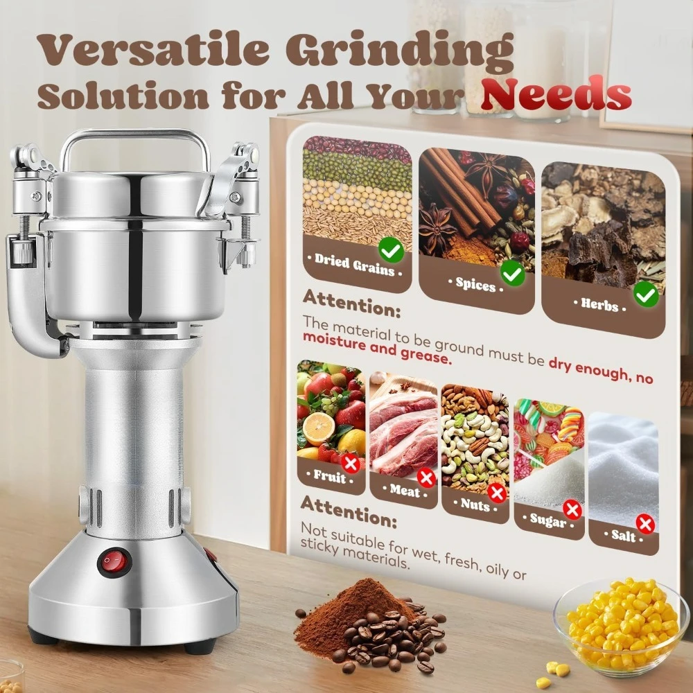 

High Speed 950W Electric Grain Mill Grinder Stainless Steel Dry Spice Crusher for Wheat Corn Coffee Herbs Pepper Rice Dried